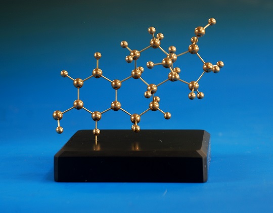 Brass model of a testosterone molecule