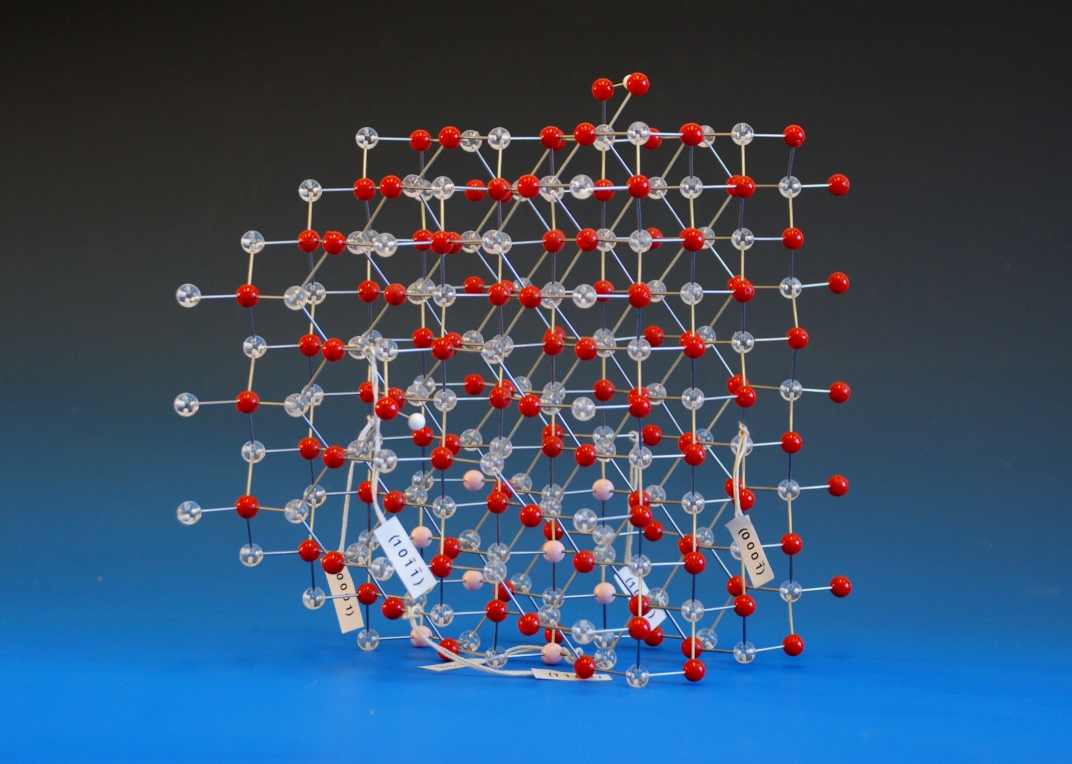 Crystal structure model of ZnO showing specific crystal faces