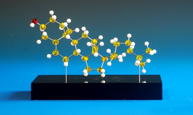 Molecular model on a black acrylic base