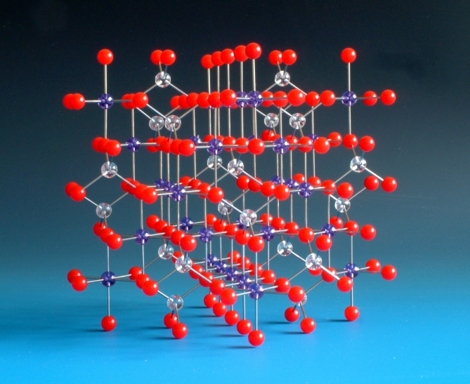 A Beevers ball and stick model of the spinel structure made with acrylic balls and steel rods