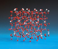 A Beevers crystal structure model of the mineral anorthite, made with acrylic balls and steel rods